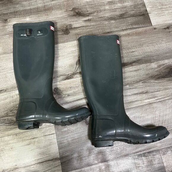 Hunter Original Gloss Tall Rain Boots Graphite Grey Women’s Size 7 - Picture 2 of 11